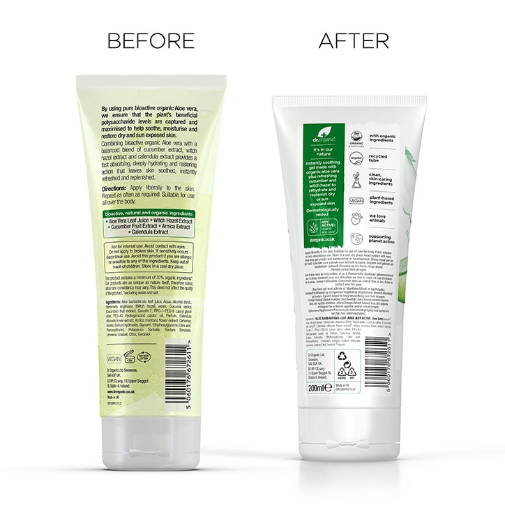 Dr. Organic Τζελ Σώματος Aloe Vera & Αγγούρι 200ml